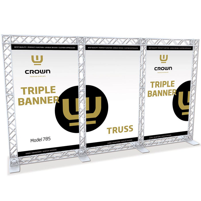 CROWN TRUSS 10 Triple Banner Wall in Weiß mit drei Bannerflächen für Messen, Promotion und Ausstellungen