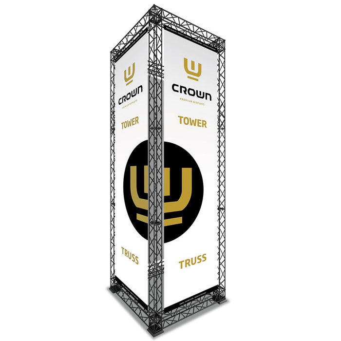 Bannerclip für Werbegrafiken an einem CROWN TRUSS 10x10 Messeturm
