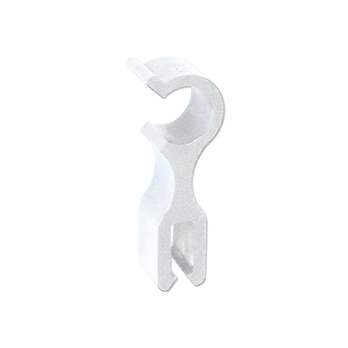 Weißer CROWN TRUSS 10x10 Top Clip für Banner und Stoffdrucke an Messewänden