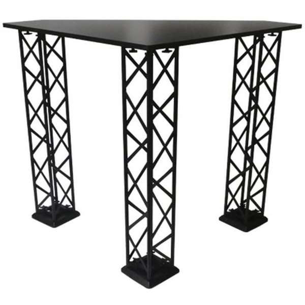 Crown Truss Counter Dreieck in Schwarz, stabile Messetheke 95 x 95 cm, Frontansicht