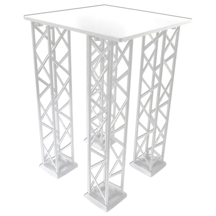 Weiße Counter Tischplatte auf einem CROWN TRUSS Traversensystem montiert