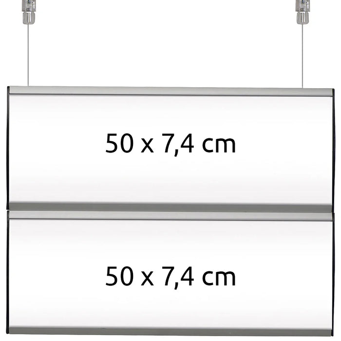 Zweistöckiges Deckenschild mit zwei Beschriftungsebenen für Orientierungssysteme