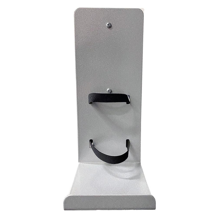 Desinfektionsmittel-Halter aus grau pulverlackiertem Metall für die Wandmontage