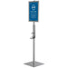 Desinfektionsständer mit Klapprahmen A4 und Flaschenregal, Aluminium 155 cm