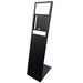 Schwarzer Digital-Signage-Ständer aus lackiertem Stahl ohne Display, Frontansicht
