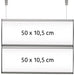 Doppelseitiges Deckenschild mit zwei Informationsebenen für Leitsysteme und Wegführung