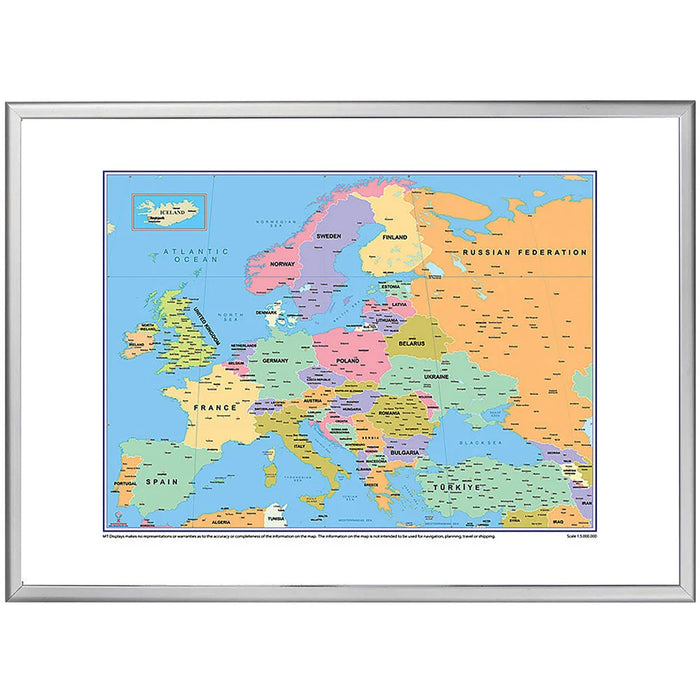 Magnetisches Whiteboard mit politischer Europakarte in Vollfarbdruck