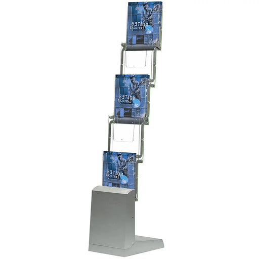 Faltbarer Prospektständer Fold Up mit 4 A4 Fächern aus Aluminium für Messe, Empfang und mobile Präsentationen