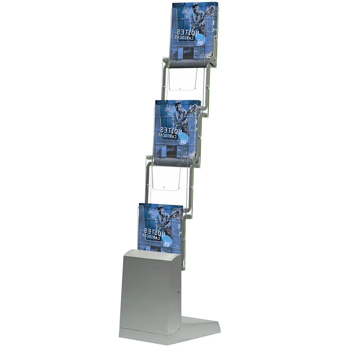 Faltbarer Prospektständer Fold Up mit 4 A4 Fächern aus Aluminium für Messe, Empfang und mobile Präsentationen
