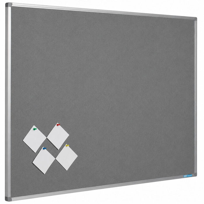 Graue Filz Pinnwand 90 x 120 cm mit Aluminiumrahmen als Notizwand und Informationswand für Büro, Schule und Organisation