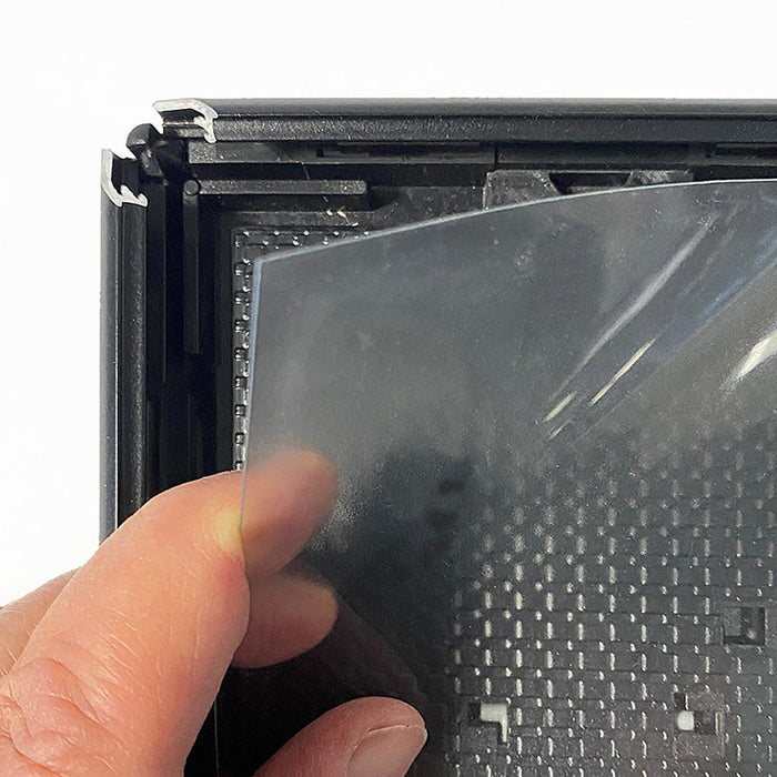 Fotorahmen mit Standfuß, 14 mm Profil, Schwarz – Transparente Frontfolie über dem Plakat