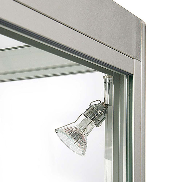 LED-Spot an der Glasvitrine Duo ohne Schrank in Silber, Detailansicht