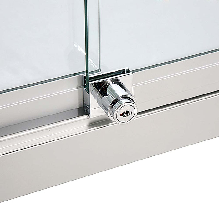 Schloss an der Schiebetür der Glasvitrine Duo ohne Schrank in Silber, Detailansicht