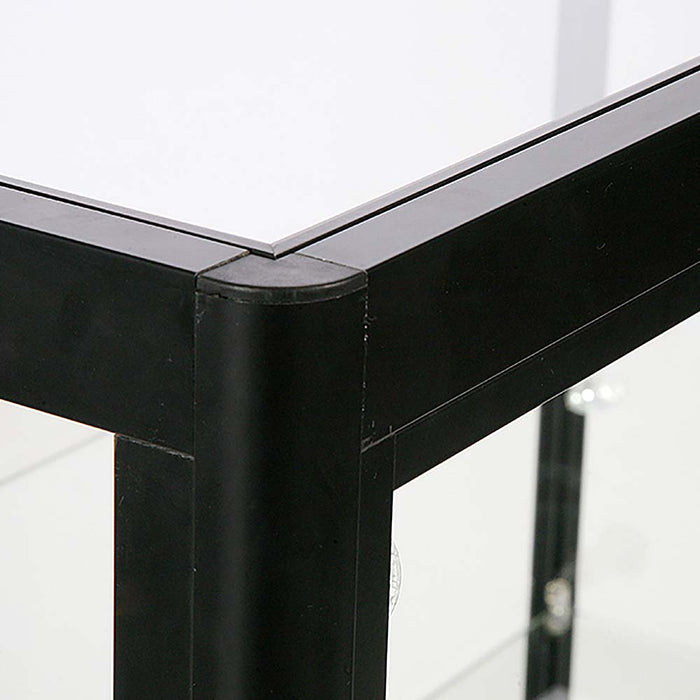 Eckprofil der Glasvitrine Duo Tisch mit Schrank in Schwarz, Detailansicht