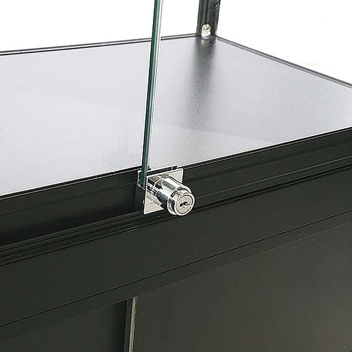 Schloss an der Glastür der Glasvitrine Duo Tisch mit Schrank in Schwarz, Detailansicht
