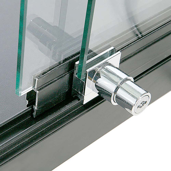 Schloss an der Schiebetür der Glasvitrine Duo Tisch mit Schrank in Schwarz, Nahaufnahme