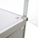 LED-Schalter am Eckprofil der Glasvitrine Duo Tisch mit Schrank in Silber, Detailansicht