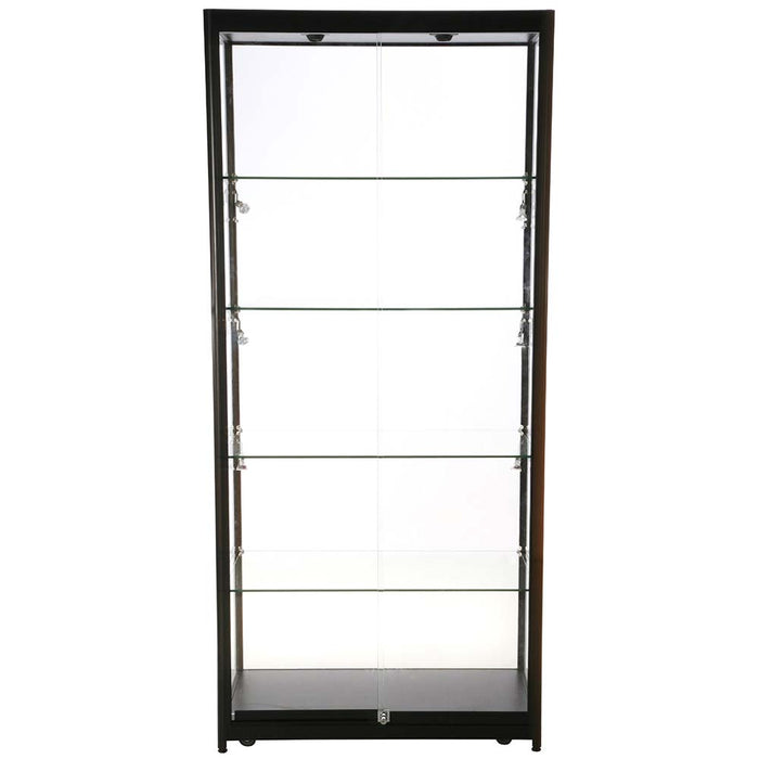 Glasvitrine Duo Tower ohne Schrank in Schwarz mit LED, Frontansicht