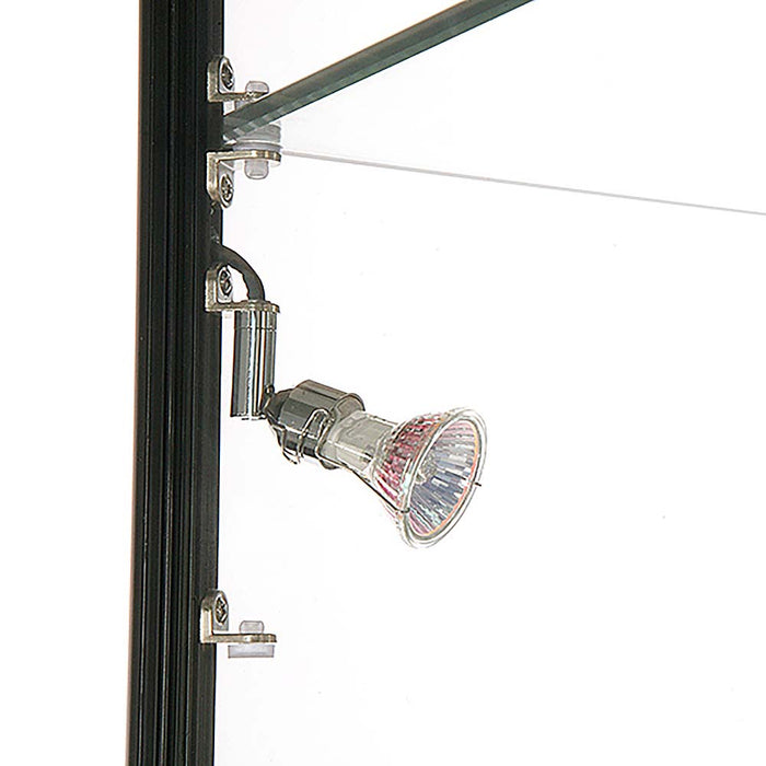 LED-Spot an der Glasvitrine Duo Tower in Schwarz, Detailansicht