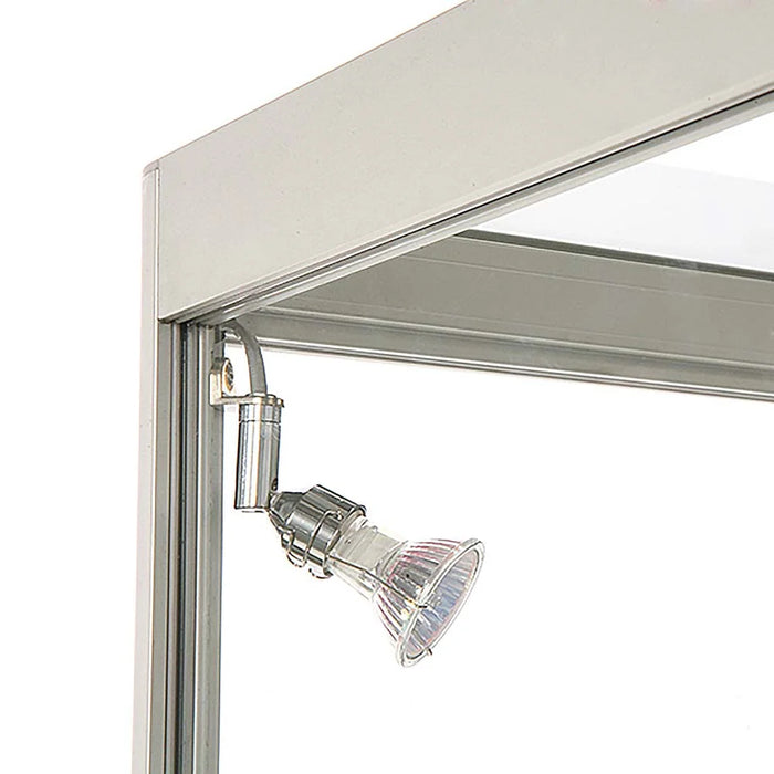 Integrierter LED-Spot zur Beleuchtung der Ausstellungsstücke