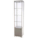 Silberne Glasvitrine Solo Tower mit Unterschrank und LED-Beleuchtung
