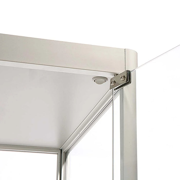 Türbeschlag und Befestigung des gehärteten Glases an der Vitrine