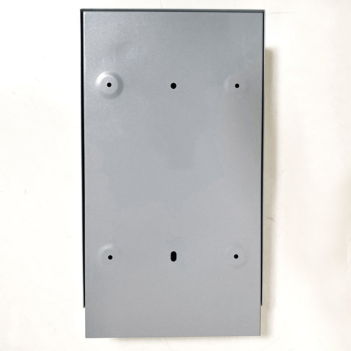 Rückseite des Hundekotbeutel. Wandbefestigung einer Hundekotstation aus Stahl