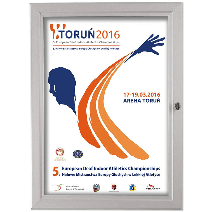 Info- und Plakat-Schaukasten aus Aluminium, abschließbar und wetterfest, mit eingelegtem Plakat