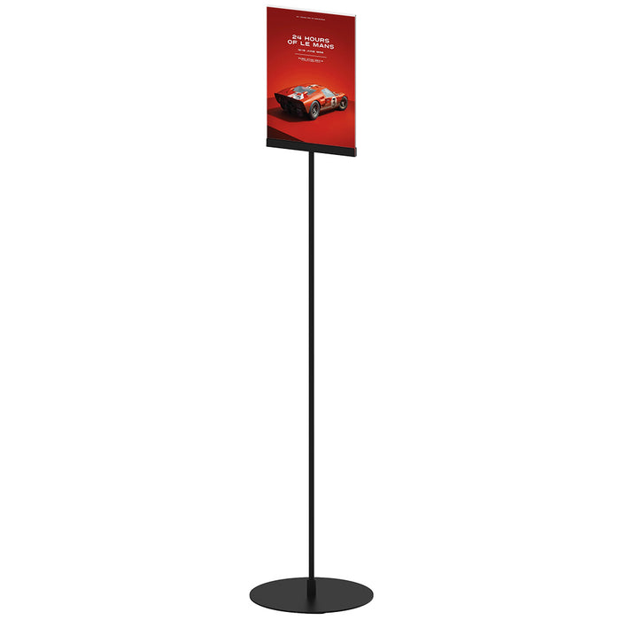 Infoständer A4 hoch gerade schwarz freistehend 132 cm mit Rundfuß