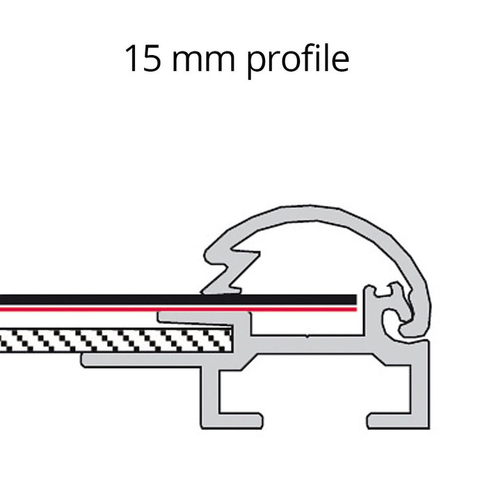 Klapprahmen 15 mm in Silber – Aluminiumprofil im Querschnitt