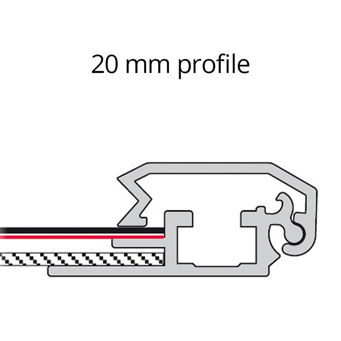 Klapprahmen 20 mm in Silber – Profilzeichnung mit Plakat und Frontfolie