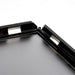 Klapprahmen 25 mm in Schwarz mit runden Ecken – Klappmechanik zum Öffnen des Profils