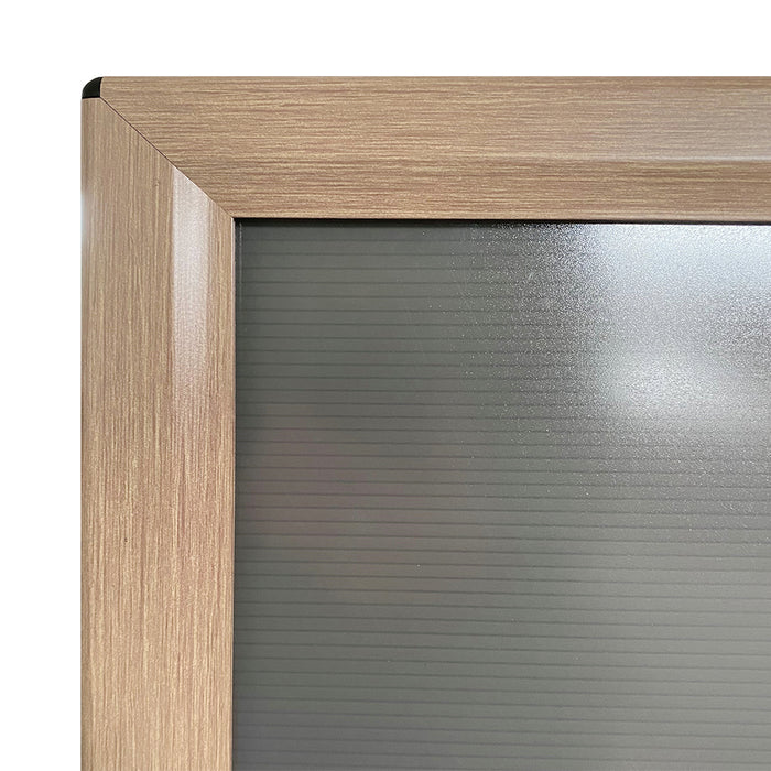 Detailansicht des Aluminium Klapprahmens in Holzoptik