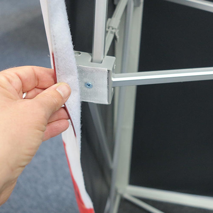 Klettband für Textilbanner Befestigung an Pop-Up Messewand Rahmen