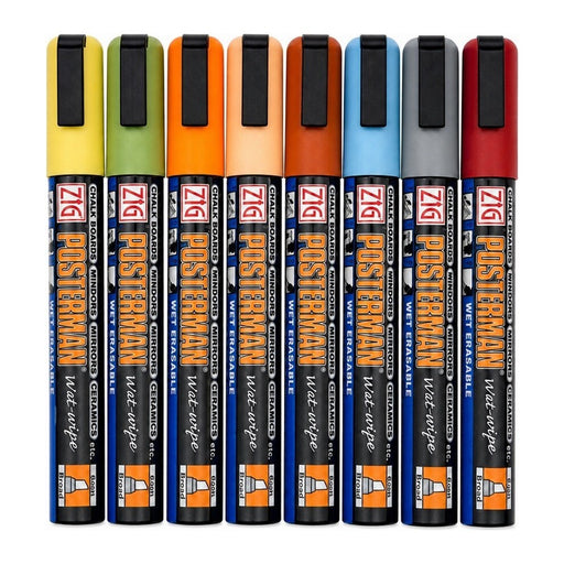 Kreidemarker 6 mm im Set mit 8 Erdfarben: Ziegelrot, Erdton, Honig, Butter, Moosgrün, Himmelblau, Steingrau und Braun