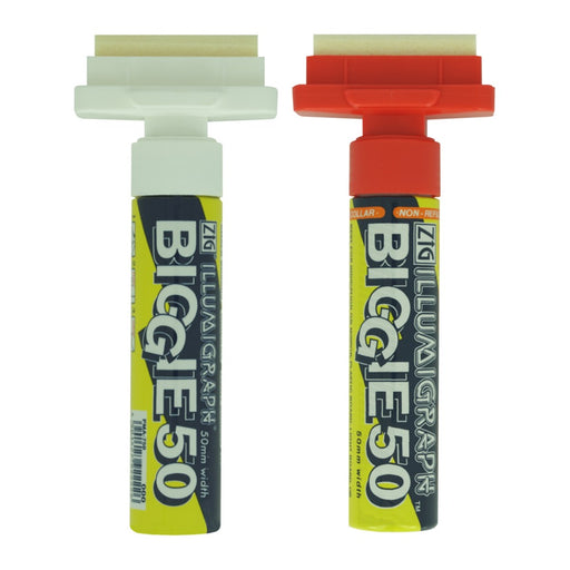 ZIG Illumigraph Biggie 50 mm Kreidemarker in Weiß und Rot mit extrabreiter Spitze
