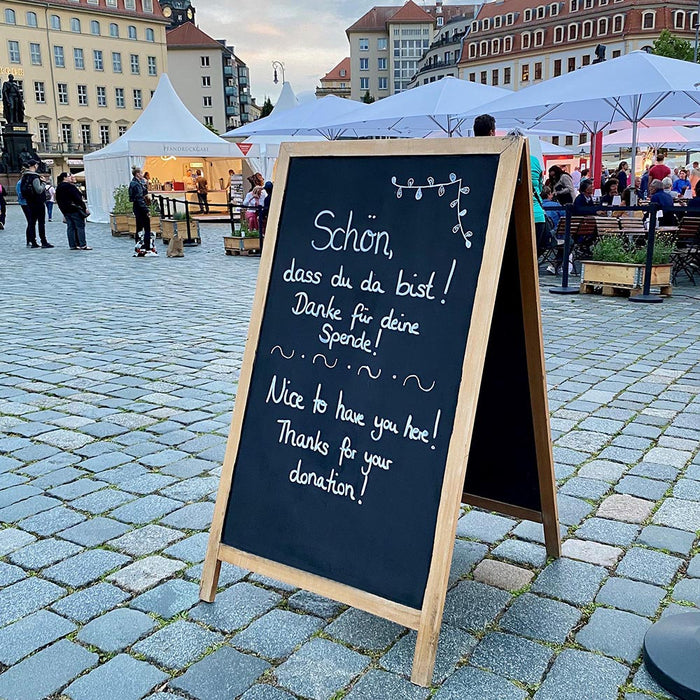 Kundenstopper Holz Outdoor Kreidetafel Aufsteller für Gastronomie und Außenbereich