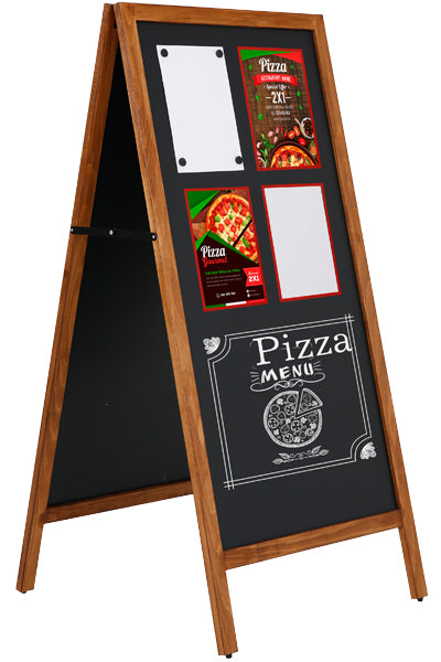 Kundenstopper aus Holz mit schwarzer Kreidetafel für Gastronomie