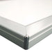 Ecke des LED Leuchtrahmens mit silber eloxiertem Aluminiumprofil, Detailansicht