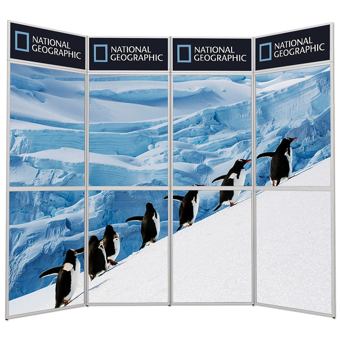 Messewand faltbar Expo Wall mit 4 Feldern 292x239 cm mobile Präsentationswand mit Kunststoffpaneelen