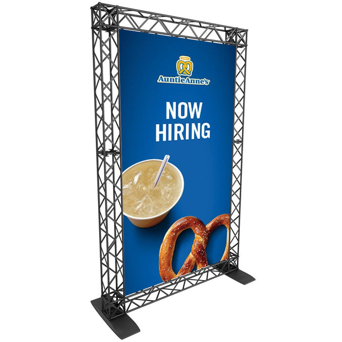 Truss Messewand Banner Display schwarz mit Standfüßen für Messe und Event