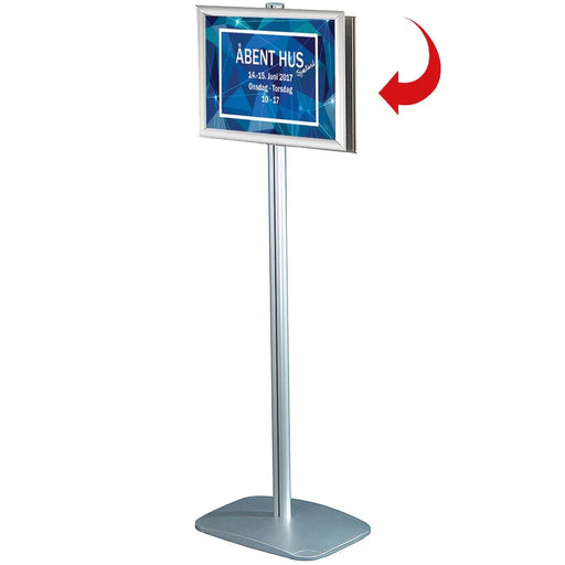 Mini Infoständer beidseitig mit zwei Klapprahmen halbhoch für Hinweise Besucherführung und Informationen im Innenbereich