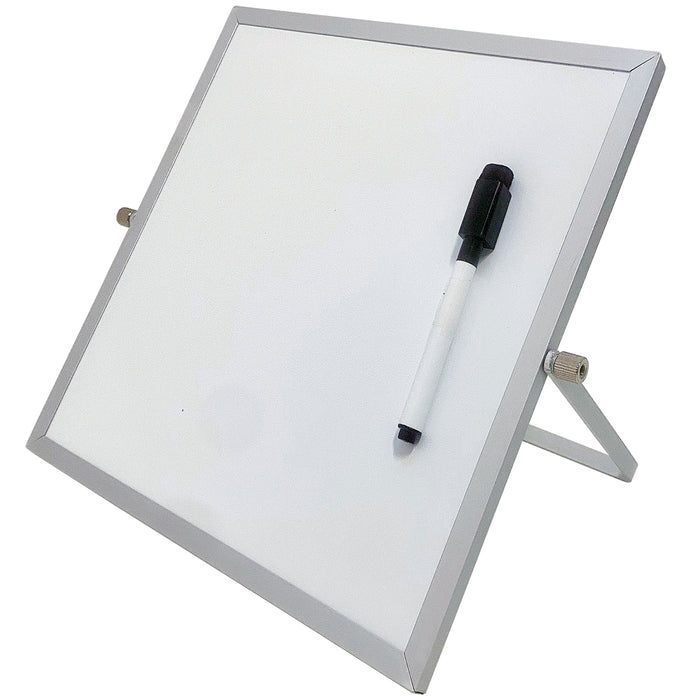 Mini Whiteboard mit Ständer 25 x 25 cm in Weiß inklusive Whiteboard-Marker für Schreibtisch und Büro