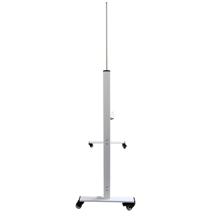 Schmales Seitenprofil eines mobilen Whiteboards mit Fahrgestell und Rollen