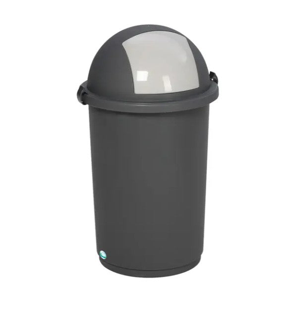 Grauer Kunststoff Mülleimer mit Wippdeckel