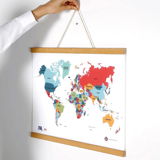 Posterleiste Holz Buche hell magnetisch zur Befestigung einer Weltkarte ohne Rahmen