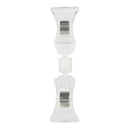 Preisschild-Clip klein Doppel mit Kugelgelenk, transparent, zwei Klammern