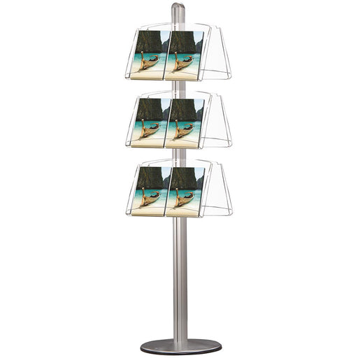 Zweiseitiger Prospektständer Multi 6 mit 12 A4 Fächern aus Aluminium und Acryl für Messe und Empfang