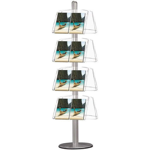 Doppelseitiger Prospektständer Multi 8 aus Aluminium und Acryl mit 8 A4 Fächern für Flyer, Broschüren und Werbematerialien