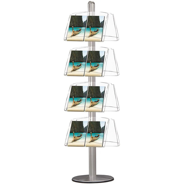 Doppelseitiger Prospektständer Multi 8 aus Aluminium und Acryl mit 8 A4 Fächern für Flyer, Broschüren und Werbematerialien